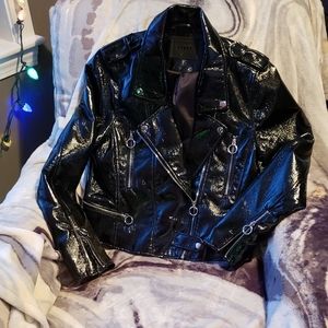 BLANKNYC black patent leather moto jacket sz L